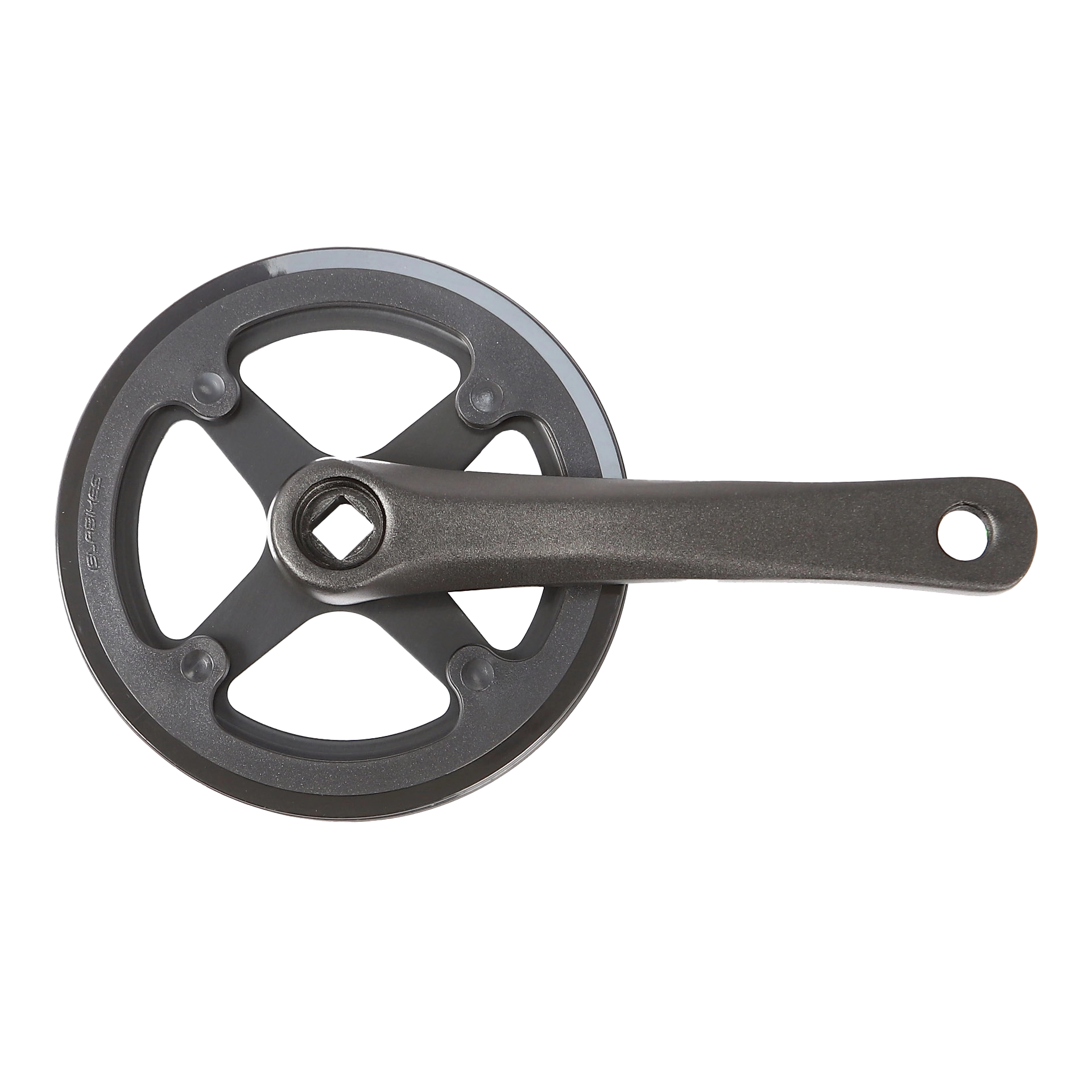 Crank, right, 32t, 155mm, with guards, black, Beinn XS, Joni XS, eJoniX S